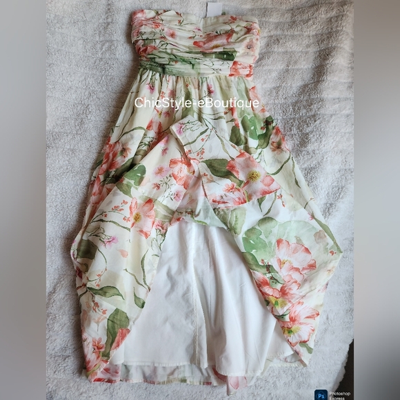 H&M Tie-back Bandeau Dress Midi Floral White/flowers NO LOW BALLING!!! - Picture 14 of 16